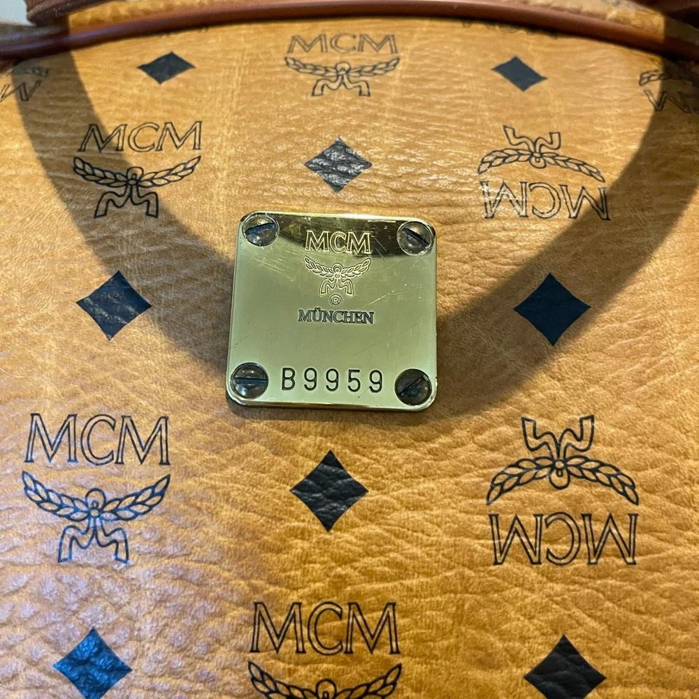 MCM Tan Logo Duffel Bag